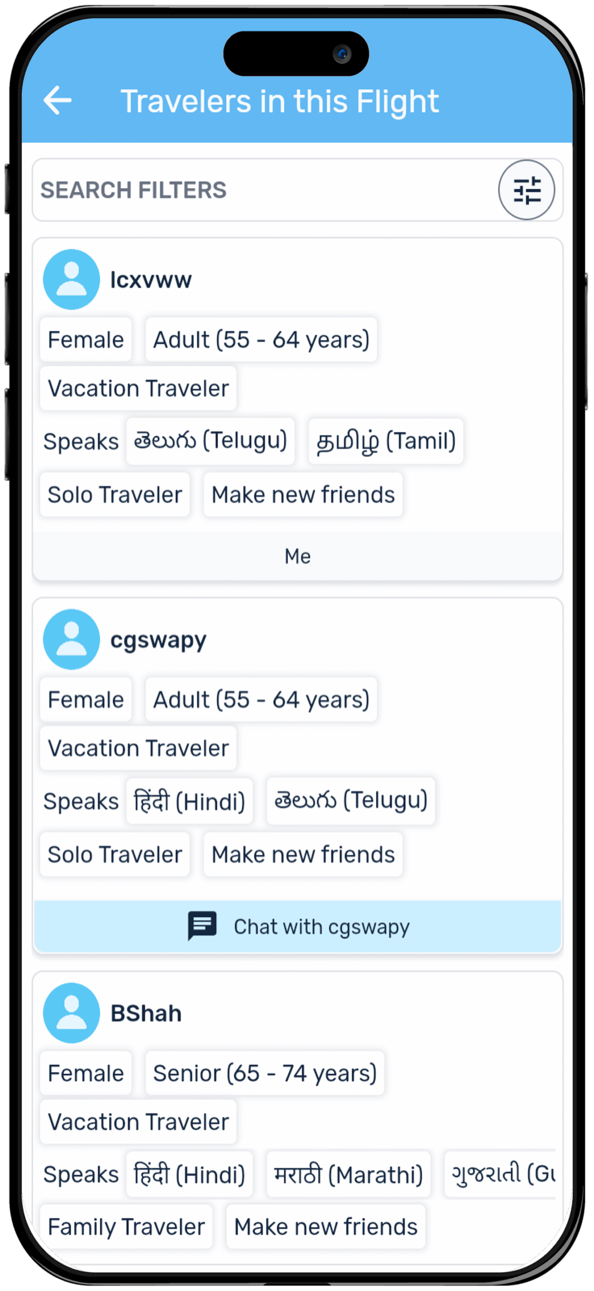 FlierLink - Travel Companions List